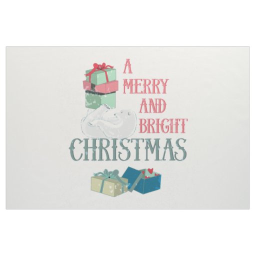 Vintage Christmas Greeting with a Polar Bear Fabric