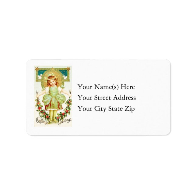Vintage Christmas Greetings Address Label (Front)