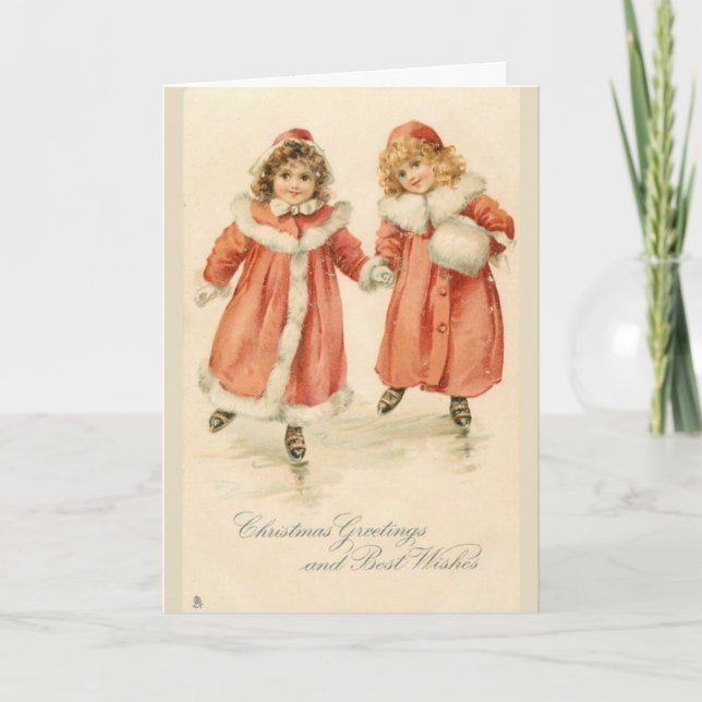 Vintage Christmas Greetings for a Friend, Card (Front)