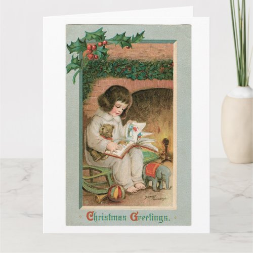 Vintage Christmas Greetings Holiday Card