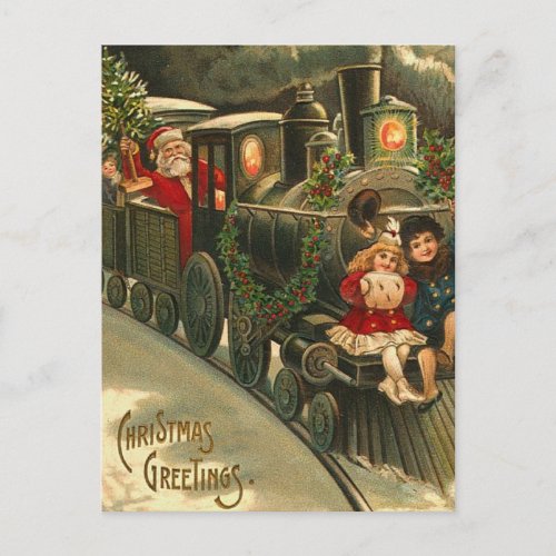 Vintage Christmas Greetings Holiday Postcard