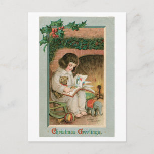 Vintage Christmas Greetings Holiday Postcard