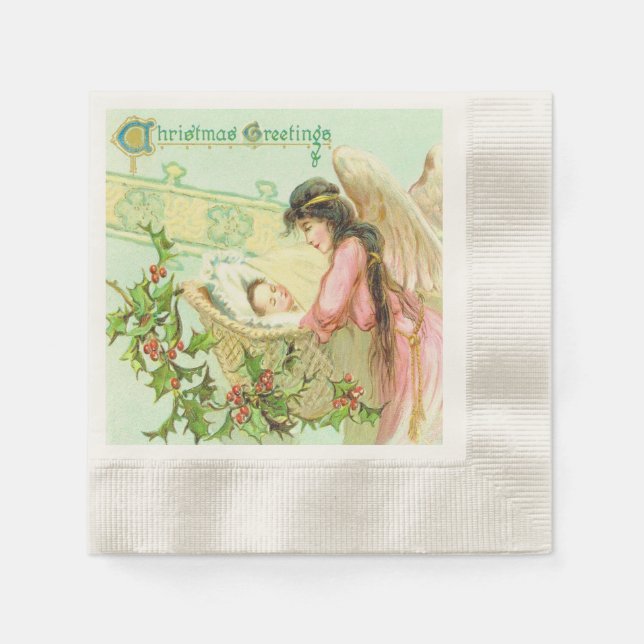 Vintage Christmas Greetings Napkins (Front)