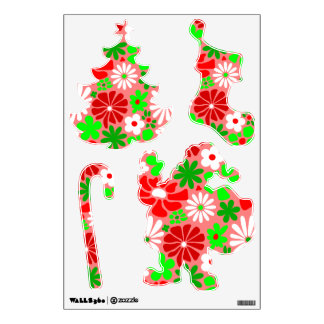vintage christmas groovy 1960s floral wall decal