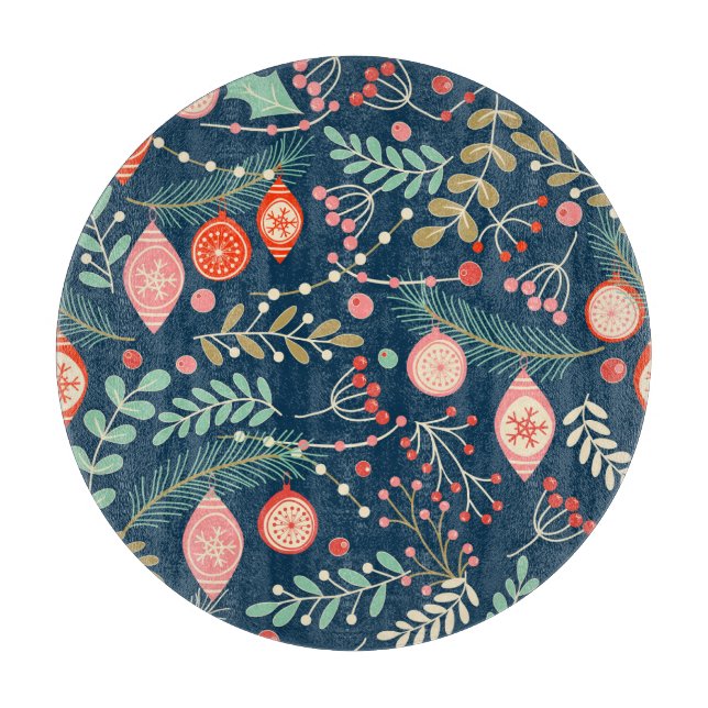 Vintage Christmas Hand Drawn Seamless Cutting Board (Front)