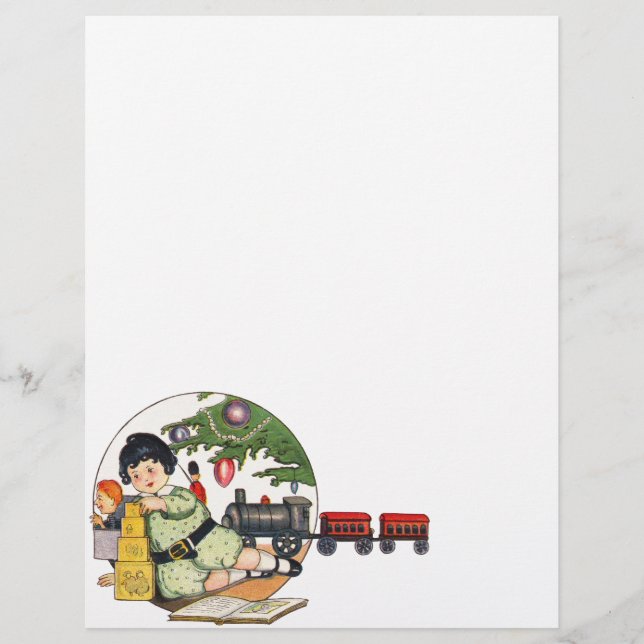 Vintage Christmas, Happy Boy Playing with Toys Flyer (Front)