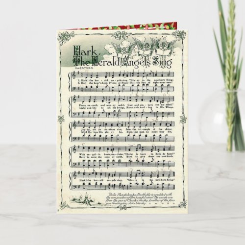 Vintage Christmas Hark the Herald Angels Sing Holiday Card