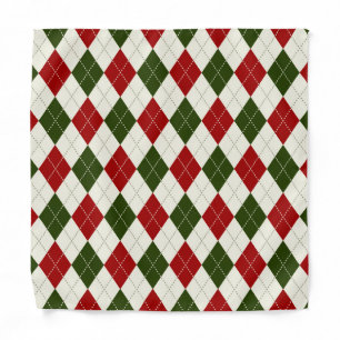 Vintage Christmas Harlequin Plaid Bandana