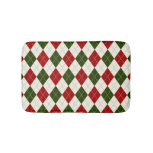 Vintage Christmas Harlequin Plaid Bath Mat