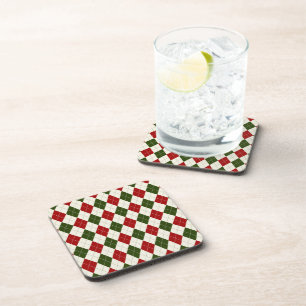 Vintage Christmas Harlequin Plaid   Coaster