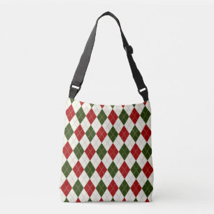 Vintage Christmas Harlequin Plaid Crossbody Bag