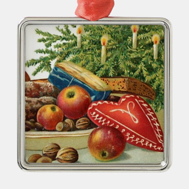 Vintage Christmas Heart Metal Ornament (Front)
