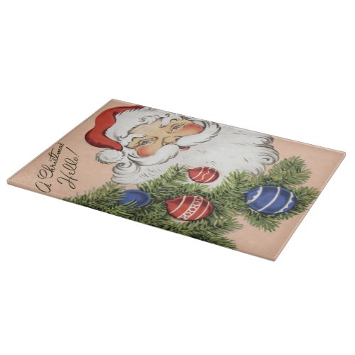 Vintage Christmas Hello Jolly Santa Claus Cutting Board