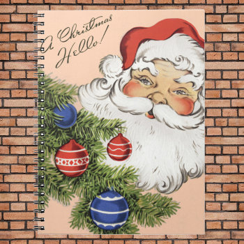 Vintage Christmas Hello! Jolly Santa Claus Notebook by ChristmasCafe at Zazzle