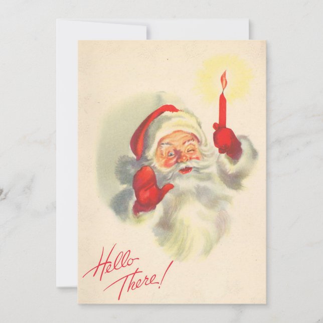 Vintage Christmas Hello Santa Claus Holiday Card (Front)