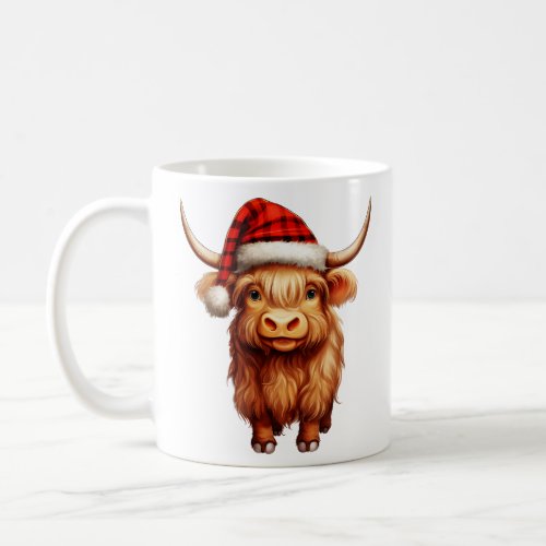Vintage Christmas Highland Cow  Coffee Mug