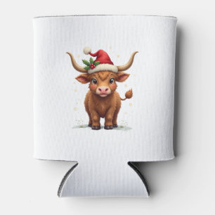 Vintage Christmas Highland Cow Cute Holiday Farm A Can Cooler