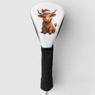 Vintage Christmas Highland Cow Cute Holiday Farm A Golf Head Cover