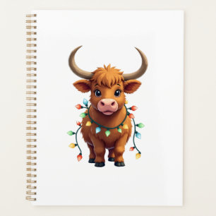 Vintage Christmas Highland Cow Cute Retro Holiday Planner