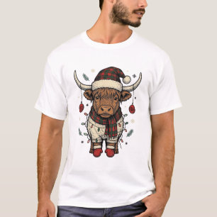 Vintage Christmas Highland Cow Holiday Shirt_1 T-Shirt