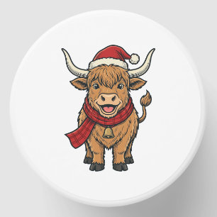 Vintage Christmas Highland Cow Santa Hat Vector_1 Mini Candle Favors