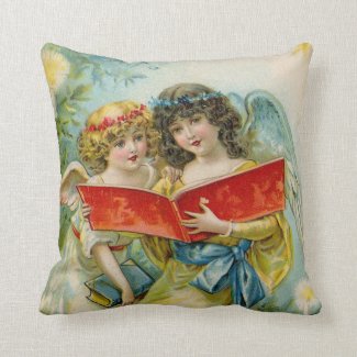 Vintage Christmas Holiday Angels decor pillow