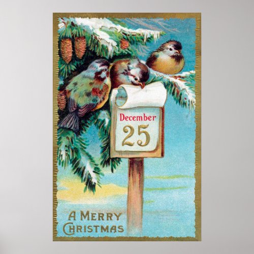 Vintage Christmas Holiday desor poster