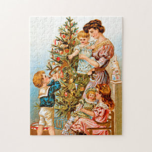 vintage Christmas Holiday Family Jigsaw Puzzle