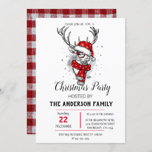 Vintage Christmas Holiday Invitation