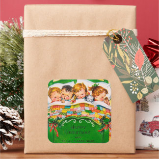 Vintage Christmas Holiday kids sticker