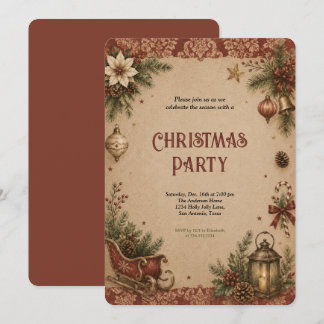Vintage Christmas Holiday Party Celebration Invitation
