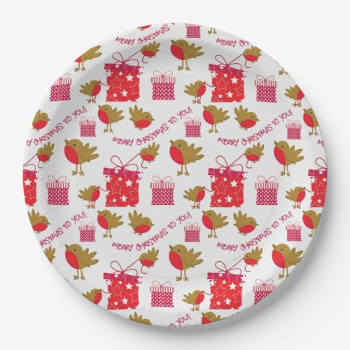 vintage christmas holiday pattern paper plates