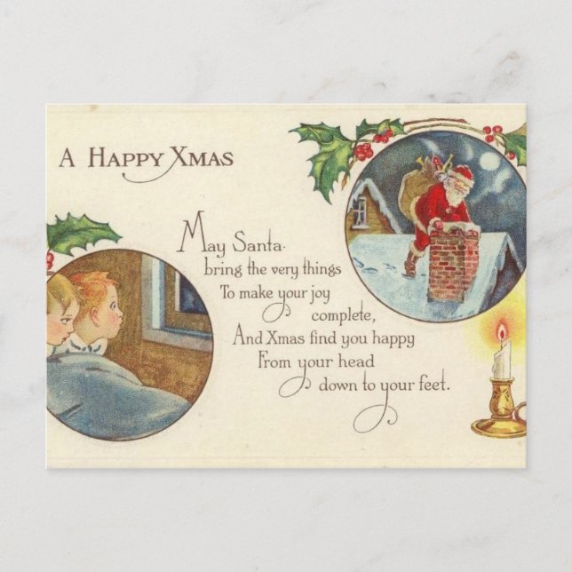 Vintage Christmas Holiday Postcard (Front)