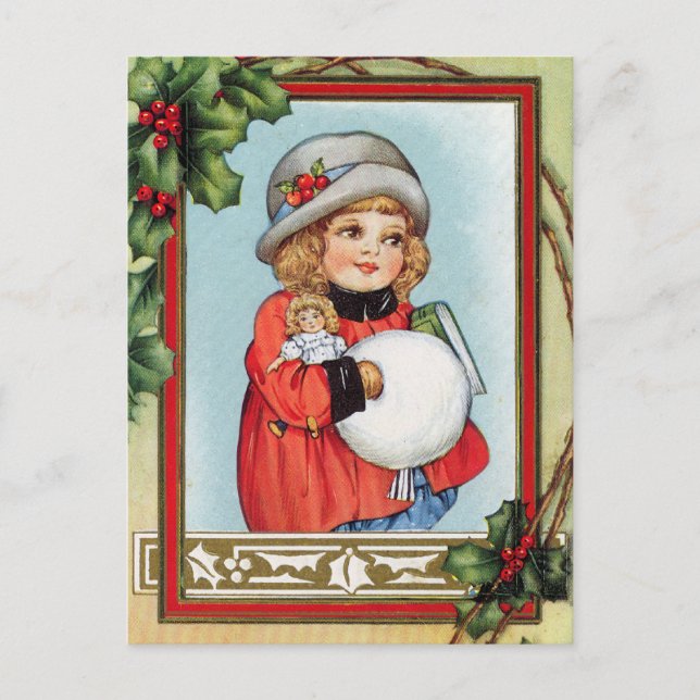 Vintage Christmas Holiday Postcard (Front)