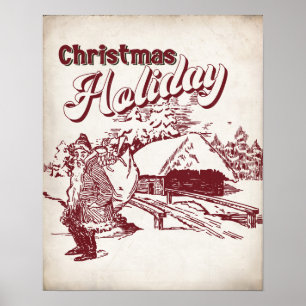 Vintage Christmas Holiday  Poster