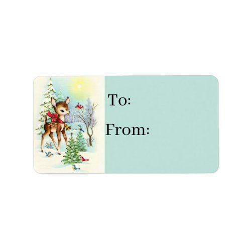 vintage Christmas Holiday reindeer label