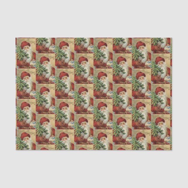 Vintage Christmas Holiday Santa party tissue Paper (Front)