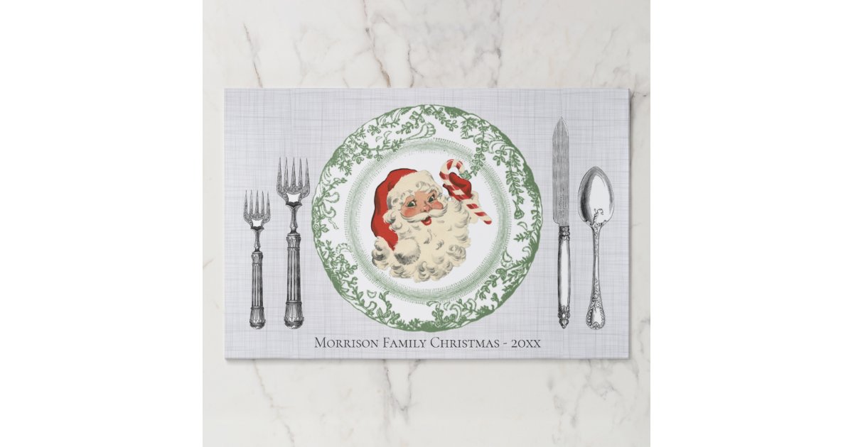 Vintage Christmas Holiday Santa Personalized Paper Placemat
