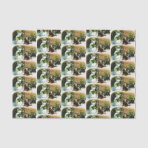 Vintage Christmas Holiday snowman cats party Tissue Paper