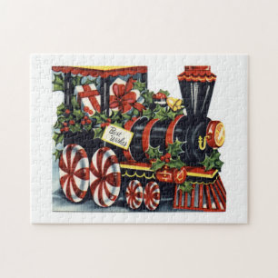 vintage Christmas Holiday train Jigsaw Puzzle