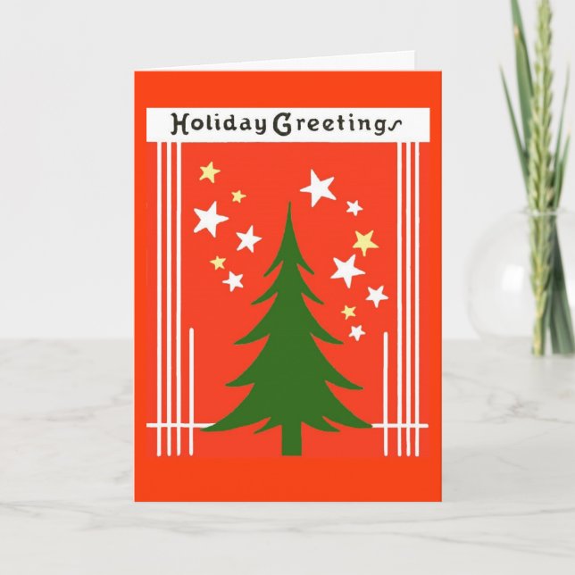 Vintage Christmas Holiday Tree Greeting Card (Front)