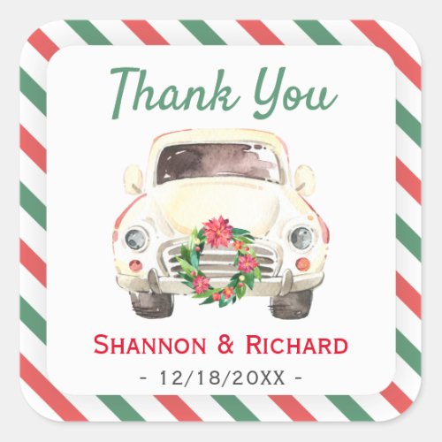 Vintage Christmas Holiday Wedding Engagement Party Square Sticker