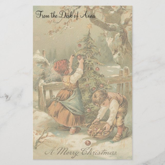Vintage Christmas Holidays Nostalgia Old Fashioned Stationery (Front)