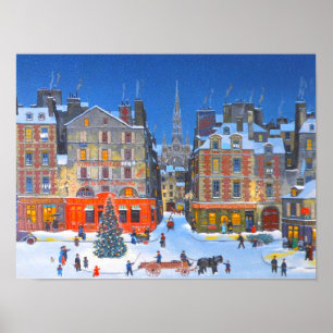 Vintage Christmas holidays village stylish Poster