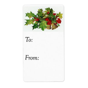 Vintage Christmas Holly Gift Tag