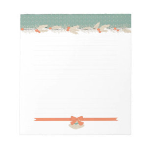 Vintage Christmas Holly Jingle Bells Lined Notepad