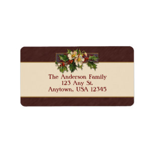 Vintage Christmas Holly Label