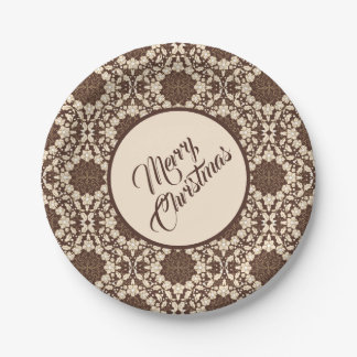 Vintage Christmas Holly Leaves, Berries & Flowers Paper Plates