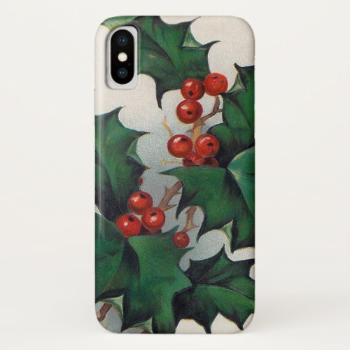 Vintage Christmas holly phone case ten