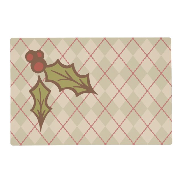 Vintage Christmas Holly Placemats (Front)